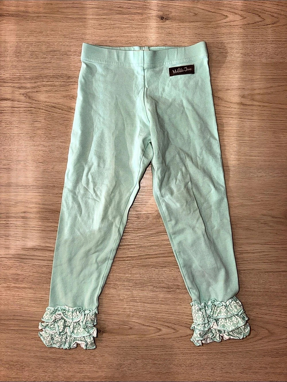 Matilda Jane Ruffle Hem Leggings in Green Size 2T